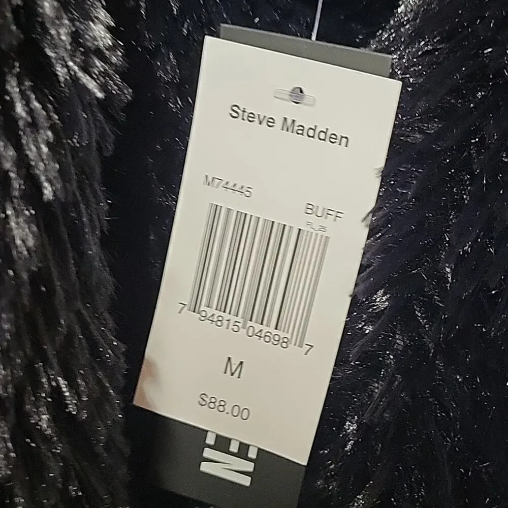 Steve Madden Reversible Faux Fur Black White Checkered Vest Womens Medium NWT